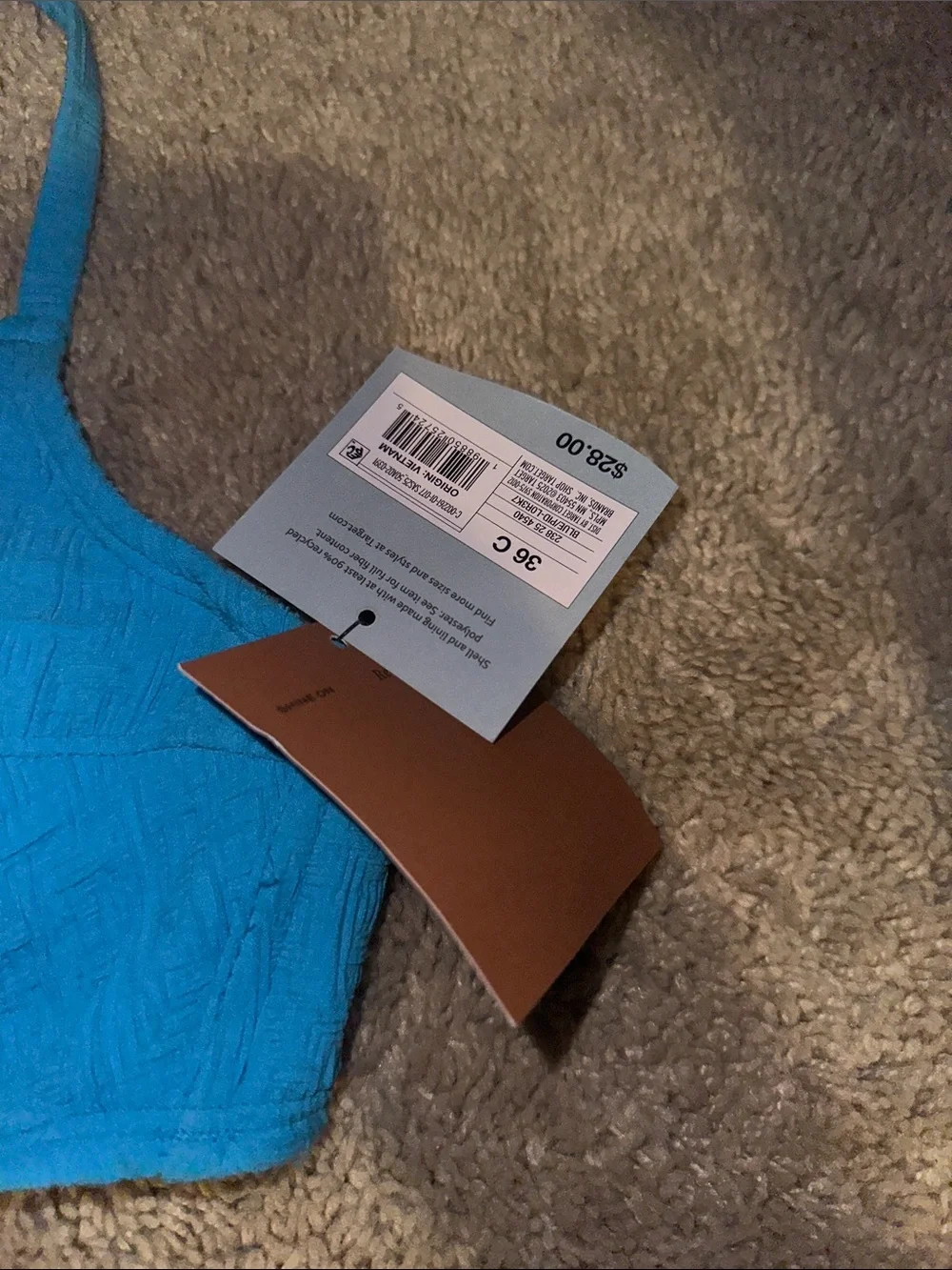 Shade & Shore Teal Blue Textured Bikini Top